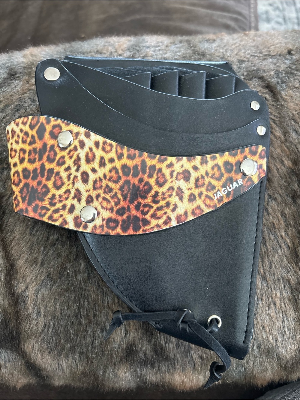 JAGUAR leopard print black scissor holster